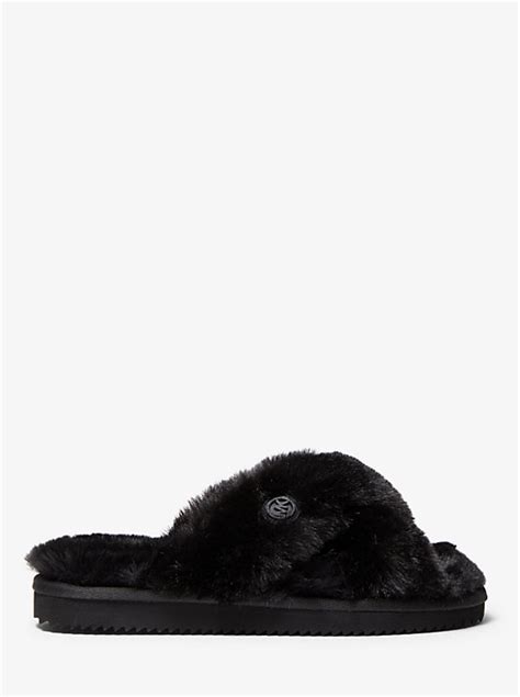 michael kors furry slides|Lala Faux Fur Slide Sandal .